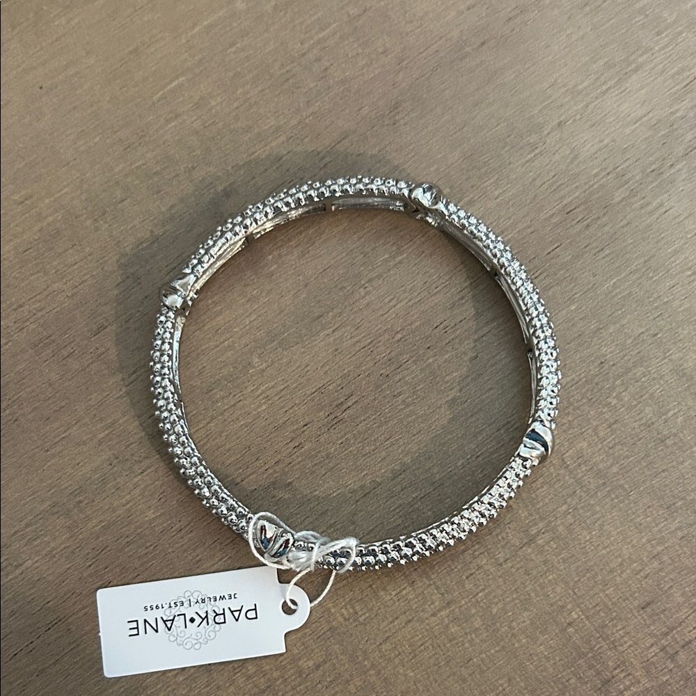 Park Lane Silver Crystal-Accented Hinged Bangle Bracelet - Picture 2 of 3